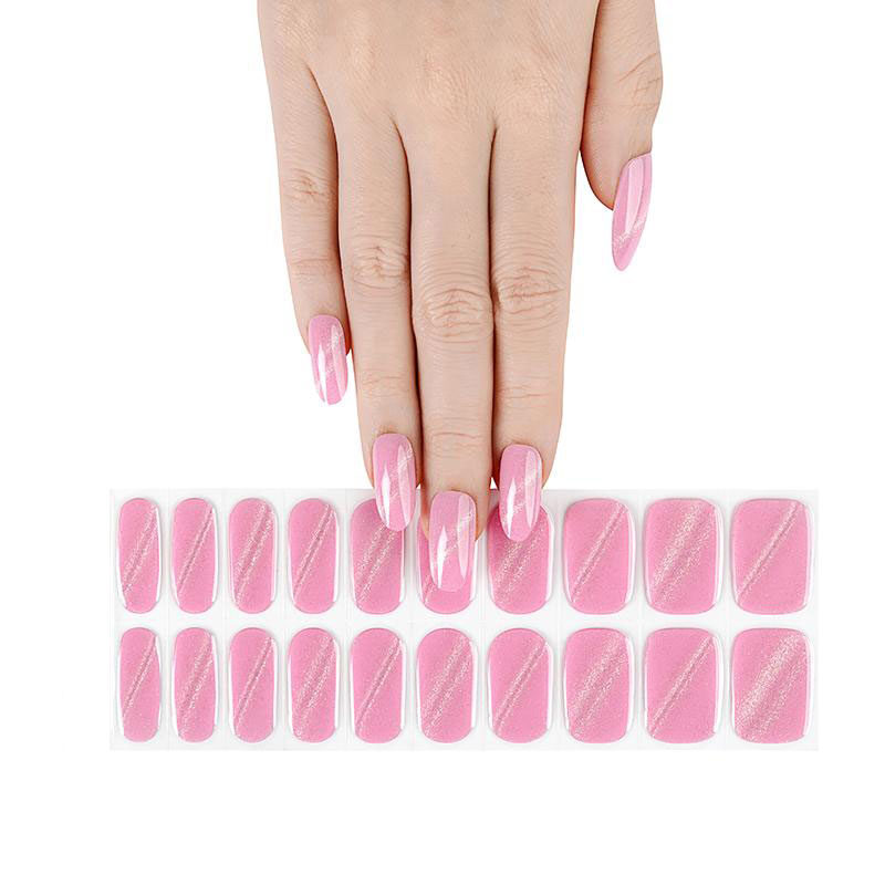 Pink glitter cascade semicured pink glitter nails