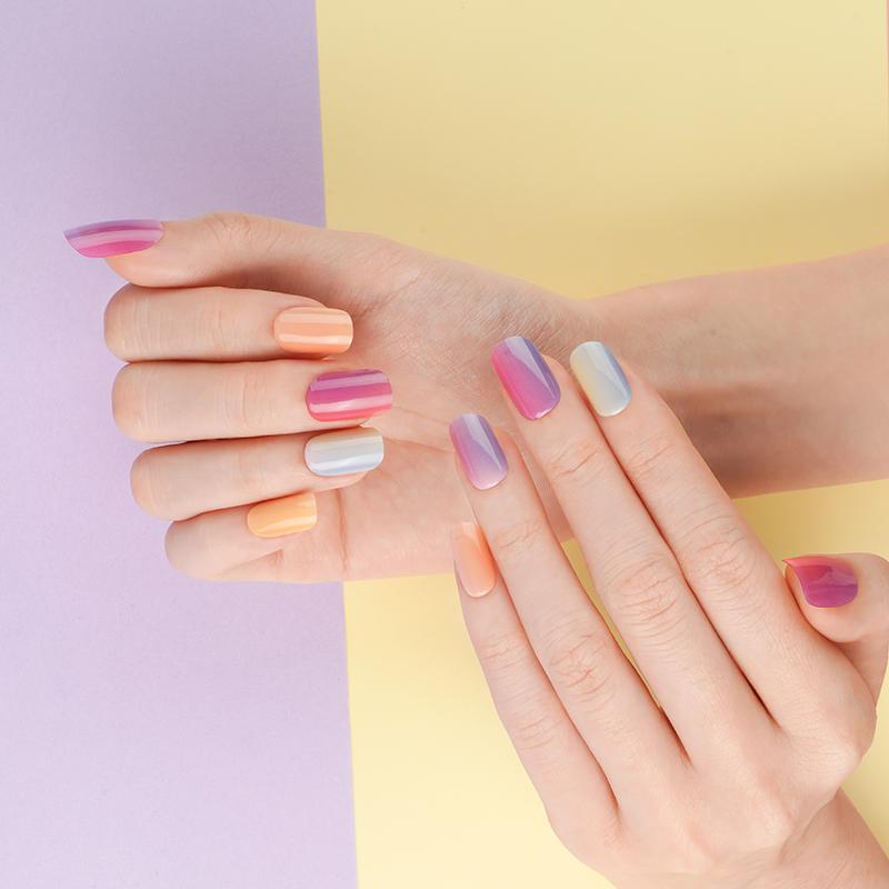 Vibrant color burst semicured colourful gel nails