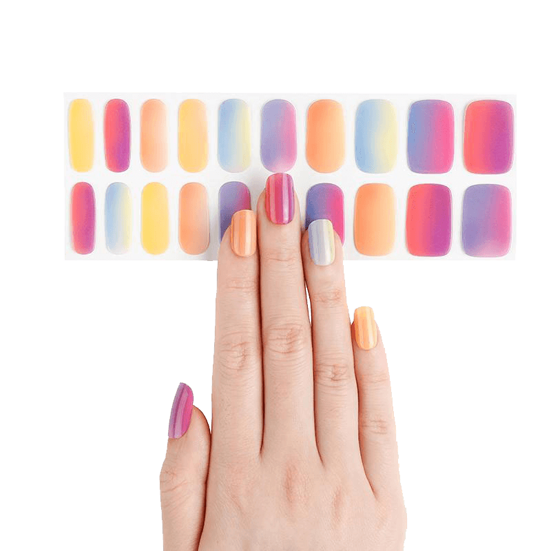 Vibrant color burst semicured gel nail stickers